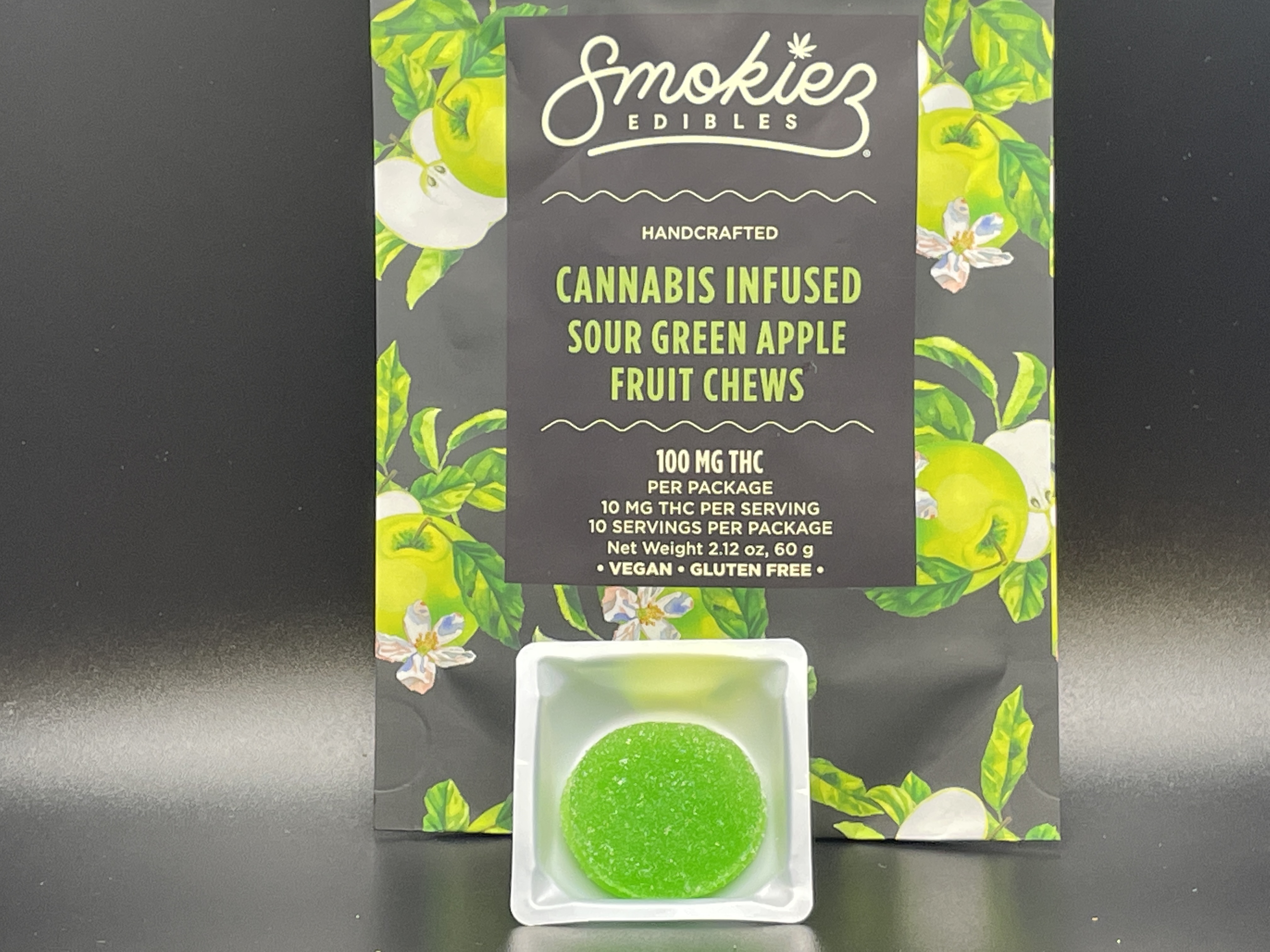 Smokiez 100mg 10pk gummies Green Apple (sour)