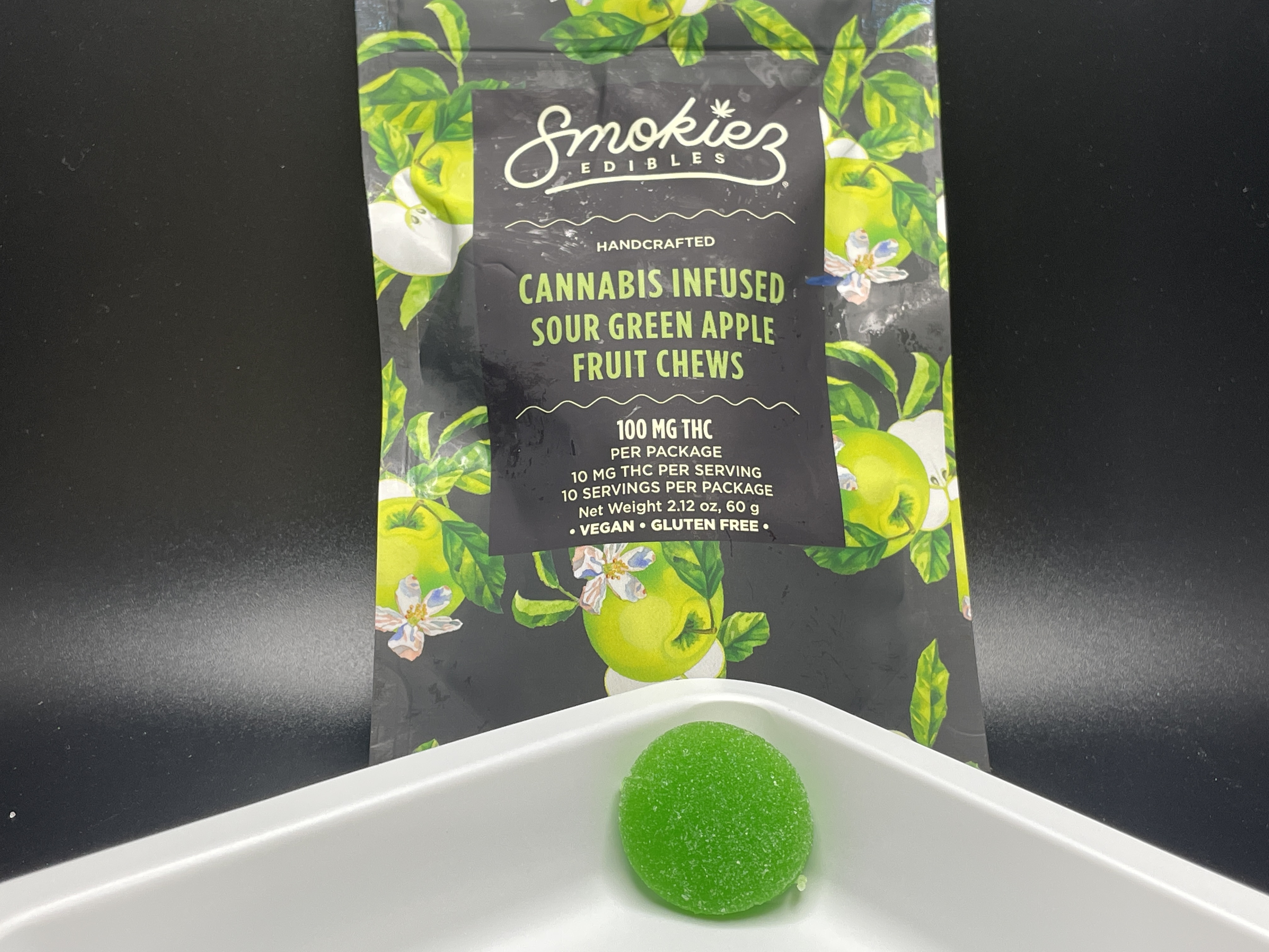 Smokiez 100mg 10pk gummies Green Apple (sour)