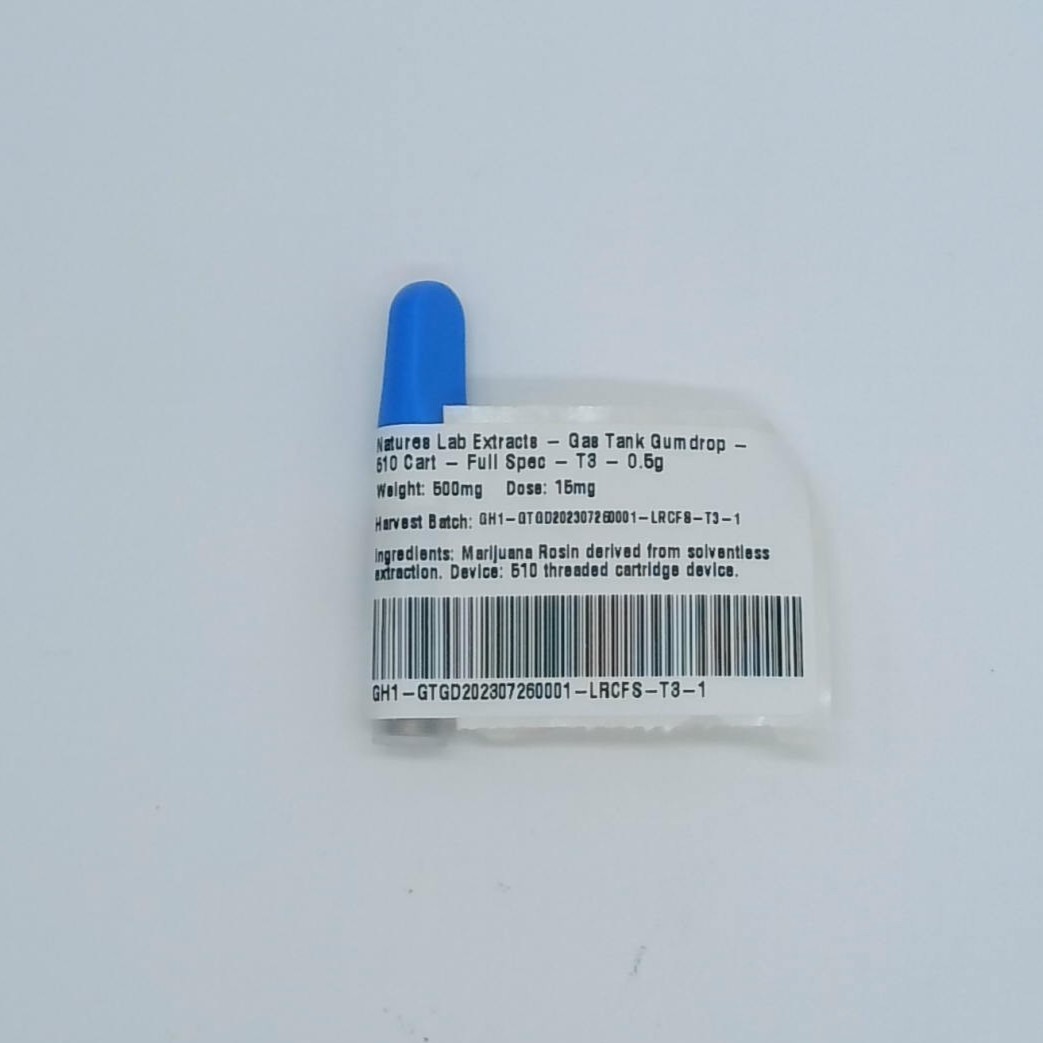 Natures Lab Extracts Gas Tank Gumdrop 510 Cart Full Spec T3 0.5g